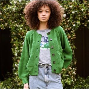 The Great / Bottle Green Heart Intarsia Cardigan